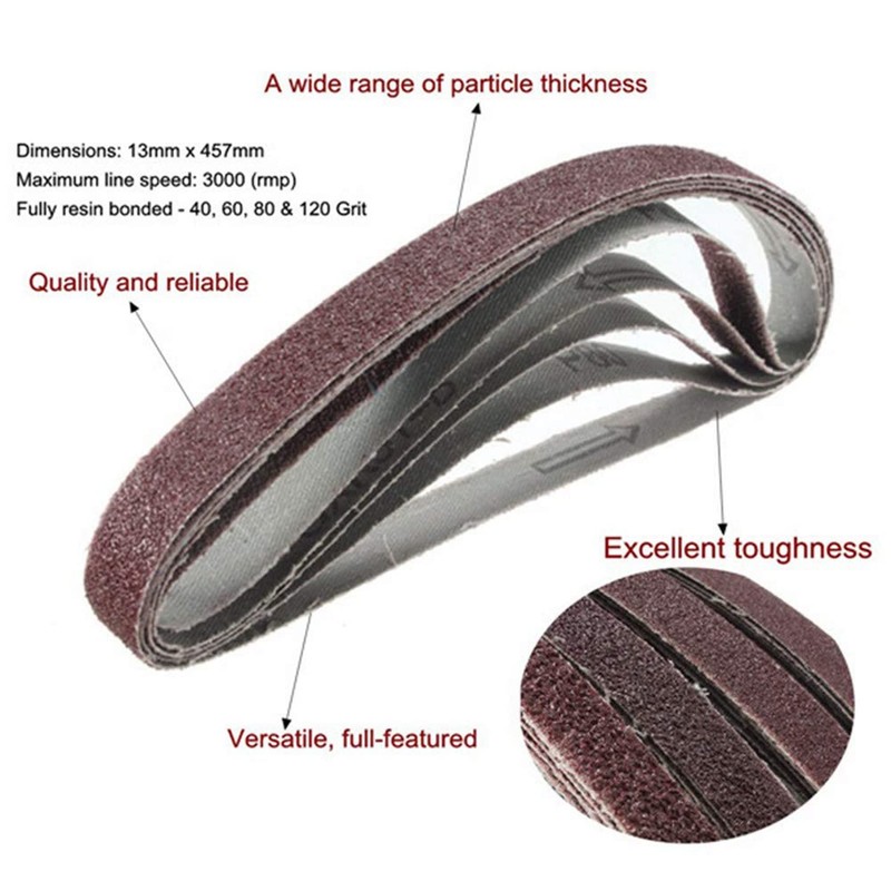 40Pcs 13X457mm Zirconia Abrasive Sanding Belts 40/60/80/120 Grit