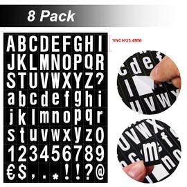 Zonon 8 Sheets Mailbox Numbers Sticker, Self-Adhesive Vinyl Letters Numbers Kit for Mailbox, Signs, Window, Door, Cars, Trucks, Home, Business, Address(1 Inch,Black, White in Back)