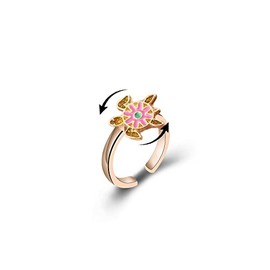 COLORFUL BLING Cute Cartoon Spinner Strawberry Planets Flowers Rings for Women Adjustable Fidget Rotating Lovely Mushroom Ring Anxiety Women Jewelry, Metal, Crystal