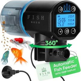 FISHNOSH - Alimentador automático de peces para acuario con termómetro digital, nueva generación 2024, dispensador automático de alimentos con temporizador para tanques pequeños y acuarios grandes