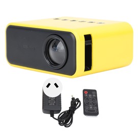 Mini Projector Multifunction HD 1080P WiFi Wireless Wired Screen Projection Remote Control USB Portable Home Theater Projector 100‑240V Yellow AU Plug
