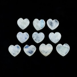 CRYSTALIS 10pcs Natural Rainbow-Moonstone, Facet-Heart Loose Gemstone, Wholesale Bulk Cabochons, Jewelry Making Supply, Chakra Healing Polished Stones, Wire Wrapping, DIY, Gem Collection