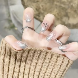 NEURAD Magnetic Nail Tips, 30 Pieces, Medium, Mint Green Grade, Butterfly Motif, Transparent, Shiny Skin, Popular, Japanese Style, Cute, Simple, Stylish, Coming-of-Age Ceremonies, Graduation