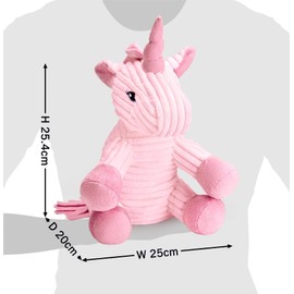 Mousehouse Gifts Unicorn Corduroy Stuffed Plush Soft Teddy Bear for Girls, Kids (Pink)