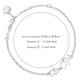 BlingGem Elephants Bracelet for Women 925 Sterling Silver 2 Generations Bracelet for Grandmother Mother Daughter Bracelets Animal Jewelry Mothers'Day Birthday Gifts for Women Mom