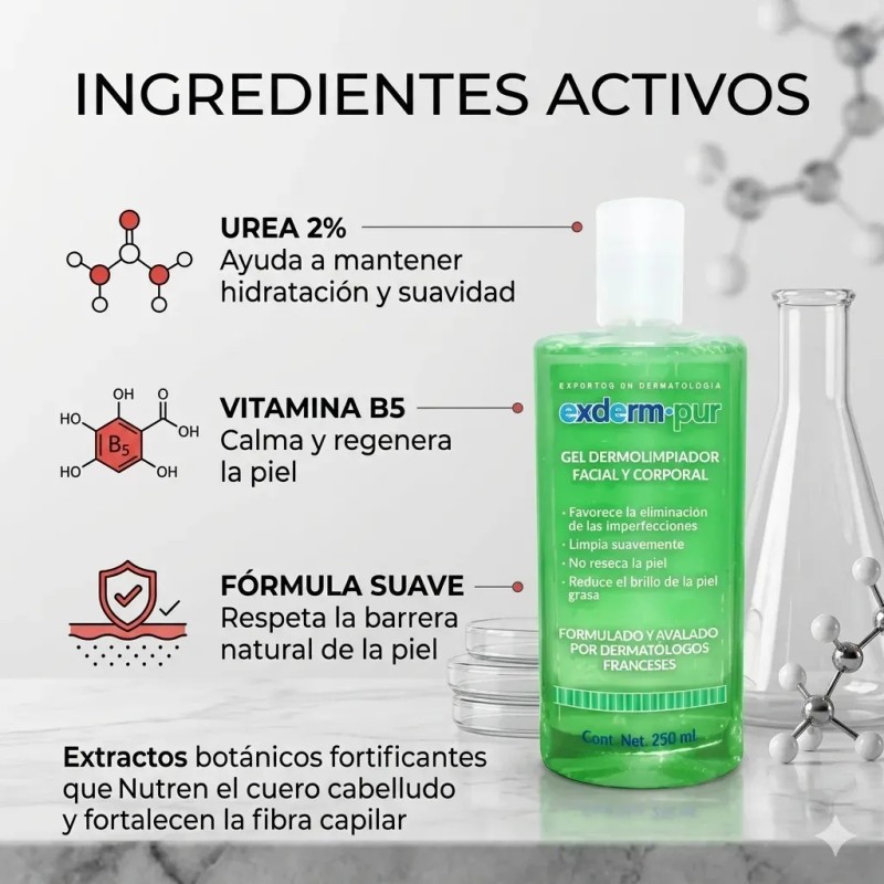 Exderm Gel Dermolimpiador Pur 250ml Piel Normal Parabenos