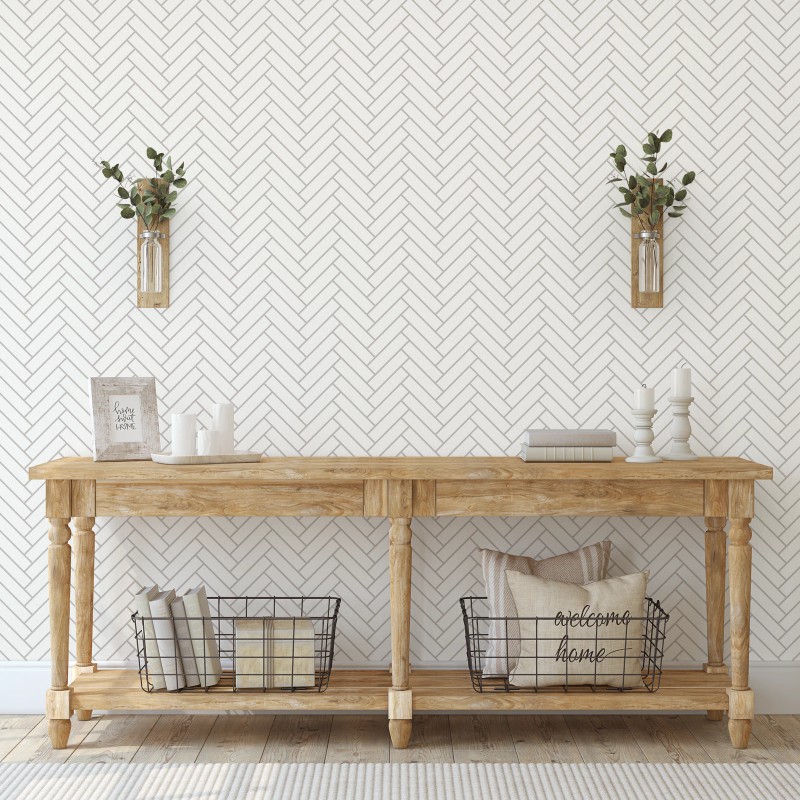 Stencil Revolution Diagonal Herringbone Tile Pattern Wall Stencil