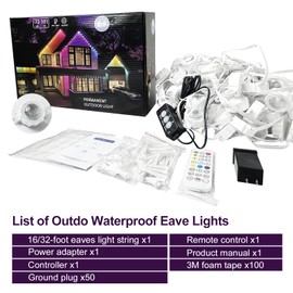LUODIRGB Permanent Outdoor Lights for House, 100ft Smart RGB Plus IC Outside Lights with 60 Scene Modes, IP67 Waterproof Eaves Lights for Christmas All Holiday Decorations (100feet/30.45meter)