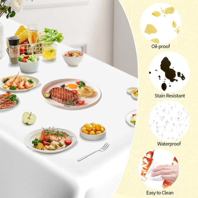 White Tablecloth Christmas Tablecloth White Plastic Tablecloth 2 Pcs Rectangle