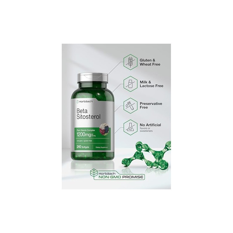 Horbäach Beta Sitosterol 1200mg, 240 Cápsulas Blandas – Suplemento de