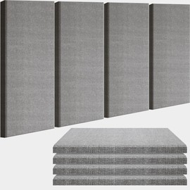 BUBOS BUBOS 4 PCS Acoustic Panels,24'x12' Fabric Soundproof Wall Panels,Self-adhesive Sound Absorbing Panels for Studios, Office, Home Theater (Dark Grey)