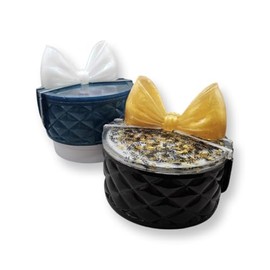 Decorative Jewelry Box with Bow, Black and Gold