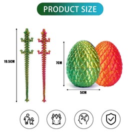LETSHOLD Pack of 2 Dragon Egg, 3D Dragon Figures in Dragon Egg Toy Decoration, Movable 3D Printed Dragon, Easter Gifts for Children, Boys, Girls (B)
