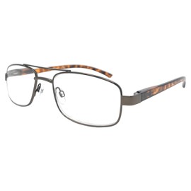 Incredible Bargains The Lincoln Rectangular Reading Glasses, Rectangle Metal Frame Readers for Men + 1.75 Tortoise