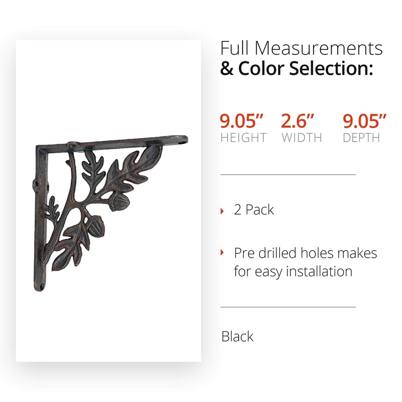 NACH Decorative Shelf Brackets, 2 Pack of 9 x 2.2