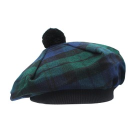 YAS Designer Scottish Hat Tam o' Shatner Tammy Jimmy Flat Bonnet in Many Tartans (Black Watch), One Size