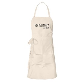 Huuraa Apron New Zealand My Love Vorbinder Cooking Apron for All Fans of New Zealand Gift Idea for Friends and Family, natural