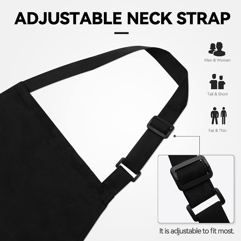 chenqi Kitchen Apron Adjustable Bib Apron with 2 Pockets, Unisex