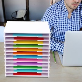 YINSHCO Scrapbook Paper Organizer 12" x 12", 12 Tier File Sorter Storage, White Cardstock Paper Sorter Storage Rack, Document Holder Desktop Scrapbook Paper Organizer Cube for Home Office School