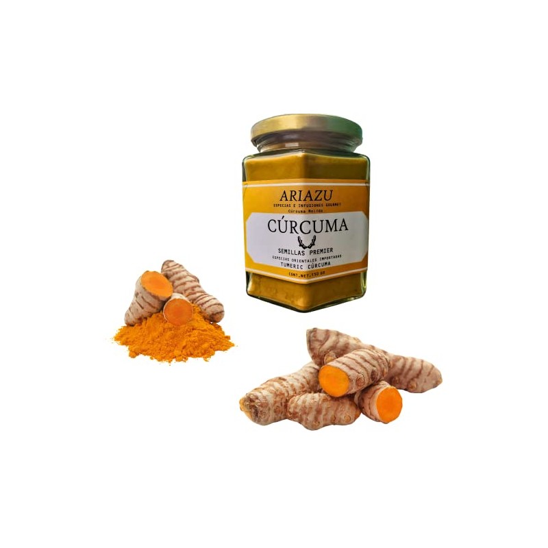 ARIAZU Curcuma en polvo 1kg frasco hermetico reusable (CHICO, 150,