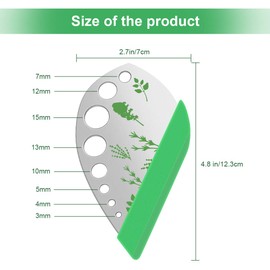 Leaf Herb Stripper, Stainless Steel Kitchen Herb Stripper Tool, 9holes, 2 in 1 design,Curved edge can be used as a kitchen knifefor Chard, Collard Greens, Parsley, Basil, Rosemary Herb, Taragon, Thym