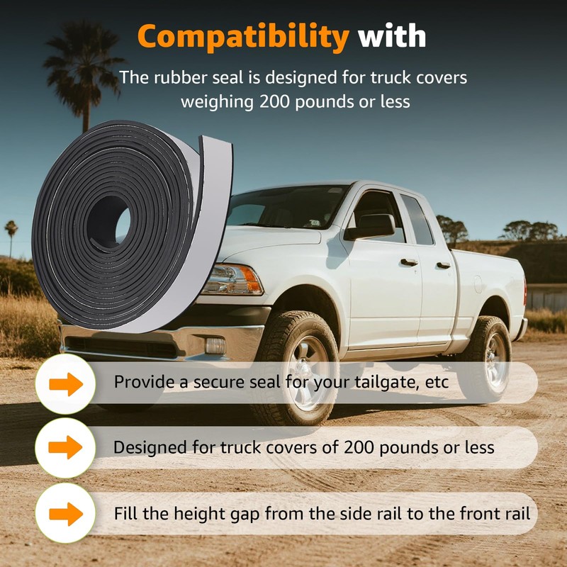 Lusperi Truck Cap Seal Rubber 25FT, for Truck Cap 200