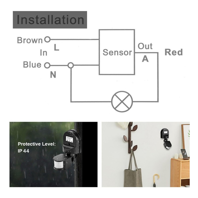 Haosie PIR Sensor Switch, 110V-240V Infrared Body Motion PIR Sensor,
