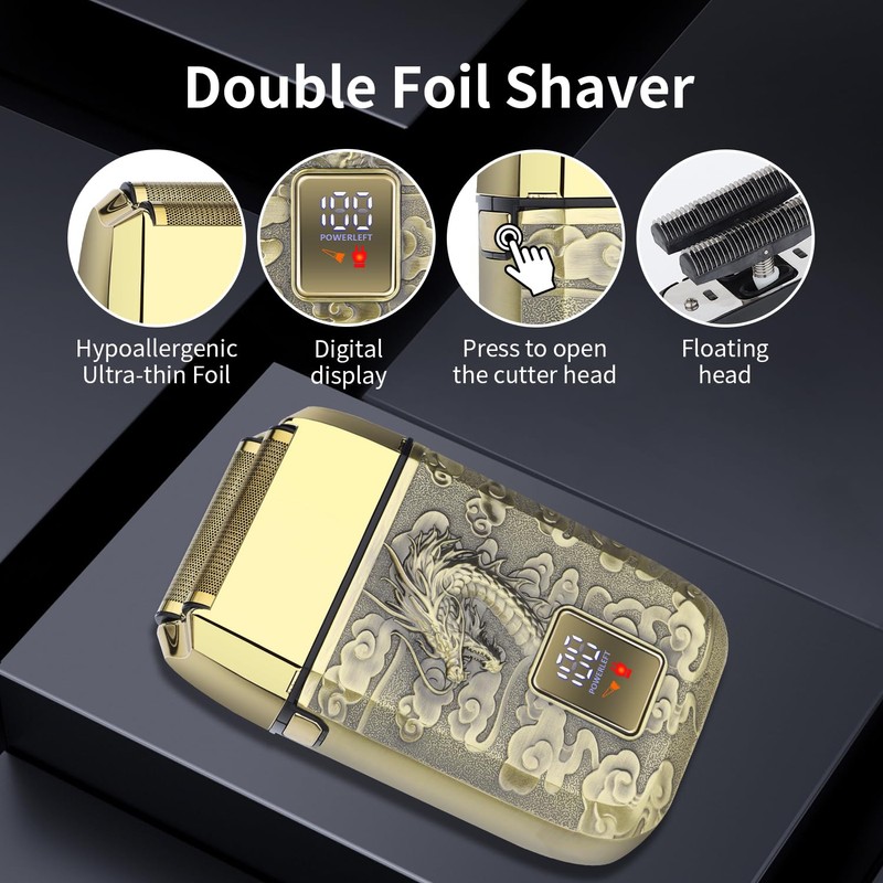 HIENA PRO Professional Foil Shaver for Men, Double Electric Foil