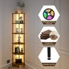 QLSPTFTS 6 Tier Corner Shelf with LED Light,Tall Standing Shelf