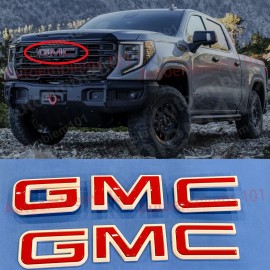 Genuine GM 2019-2023 GMC Sierra 1500 Front & Rear White Red Emblems MULTI PRO Tailgate OEM