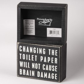 Primitives by Kathy 17387 Classic Box Sign, 5 x 4-Inches, Changing The Toilet Paper