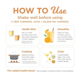 Turmeric Juice, 99% Pure Turmeric Juice by The Ginger People - Drug Free Health, Premium Quality Wild Turmeric Juice, 32 Fl oz Bottles - Pack of 12 (384 oz)