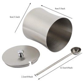 Goick Stainless Steel Sugar Bowl with Lid and Spoon, Sugar Container Bowls Stainless Steel Container with Lid for Serving Sugar Pepper Salt Spices for Home and Kitchen 400 ml / 13 oz