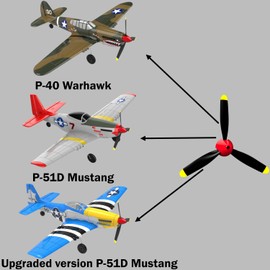 LEAMBE 3 Sets of 3-Blade Propeller Spare RC Plane Propellers Compatible with P51 Mustang & P40 Warhawk Remote Control Airplane Nose Cone