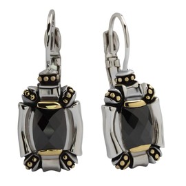 French Wire Black Cubic Zirconia Lever Back Earrings Made In The USA