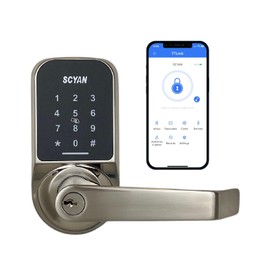 Smart Door Lock, Keyless Entry Door Lock, SCYAN X4 Handle Lock with Touchscreen Keypad Access, Auto Locking, for Home, Airbnb, Rental House (Brushed Nickel)