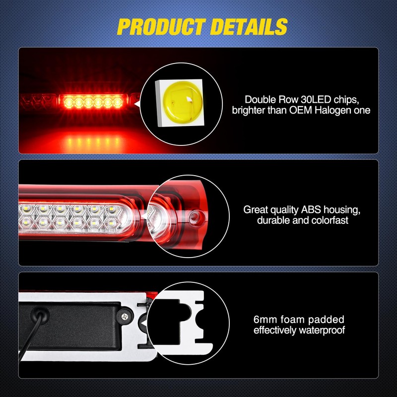 Nilight Third Brake Light Tail High Mount 3rd Stop Cargo