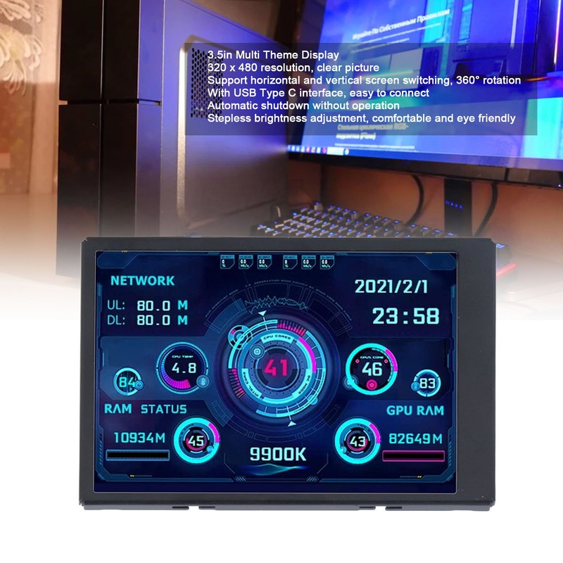 3.5in Display Screen Monitor Set 360° Rotatable IPS Full View