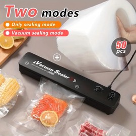 Automatic Vacuum Sealer Machine with 10 Bags - Ultra-Compact & Quiet Food Preservation System for Freshness Lovers, Perfect for Sous Vide and Meal Prep