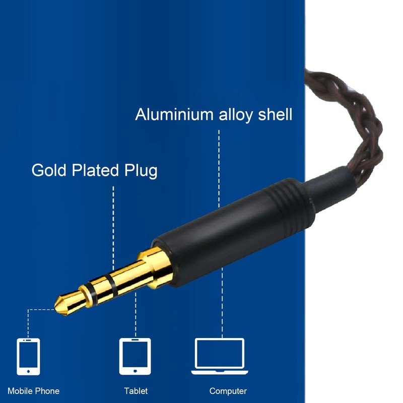 Copper Core Earphone Cable, 3.5mm Plug, 2 Pin 0.78mm, in