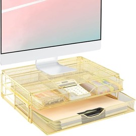 Spacrea Coffee Pod Holder - 2 Tier Coffee Station with Pod Storage Drawer and Coffee Accessories Holder, 63 Large or 80 Small Capsule Organizer, K Cup Holder for Home Office Cafe Counter(Wood)