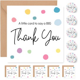 5 Thank You Cards Multipack with Envelopes and Stickers - Teacher - Thank You Card Gifts for Women - 14cm