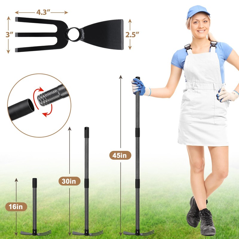 Hoe Garden Tool, 45 Inch Garden Hoe Long Handle for