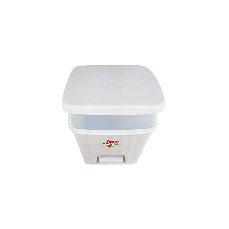Stefanplast Pedalina Square Dustbin, White, 4.5 Litre