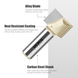 1/2inch Shank Router Bits, 1" Diameter, Carbide Tipped Cleaning Bottom Bit for Surface Planning, Industrial Grade Cutting Tools for Woodworking (1/2inch Shank, 1" Diameter)