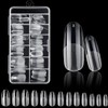120PCS Clear Half Frosted Nails Tip Almond Acrylic Fake Nails
