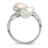 Diamond2Deal Sterling Silver 7-8mm White Baroque Cultured Pearl and Ring