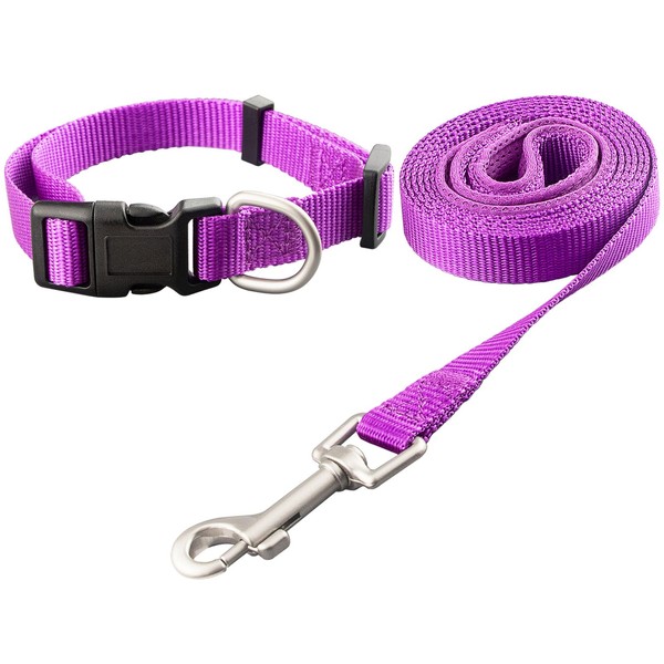 BINCOR Nylon Dog Collar and Leash Set Heavy Duty Breathable