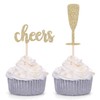Pack of 24 Gold Glitter Cheers and Champagne Glasses Cupcake