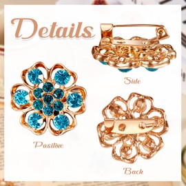 12 Pcs Crystal Button Brooches Rhinestone Button Scarves Buckle Floriated Brooches Pin Rhinestone Corsage Bouquet Kit DIY for Women Wedding Anniversary Decoration (Multi-Colors)